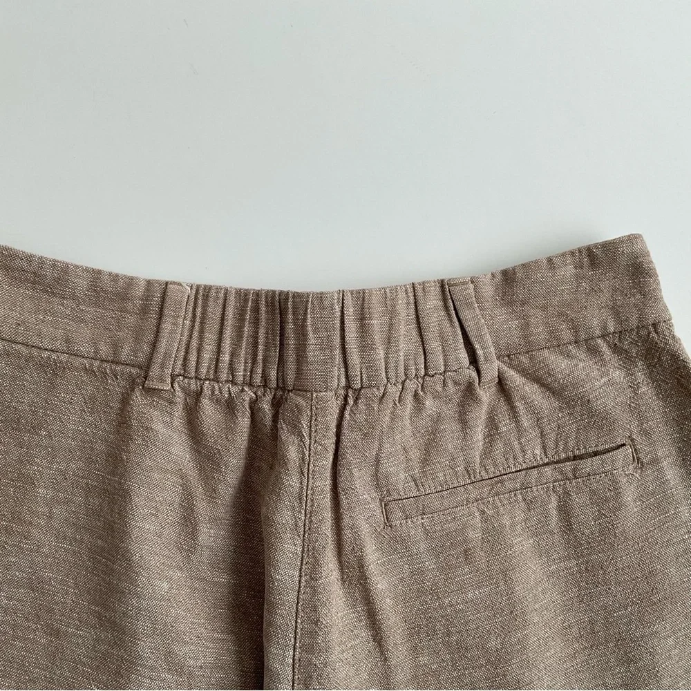 Old Navy Women's Trouser Shorts Sz S Beige Linen Blend Pockets Elastic Back Chic - Picture 7 of 9